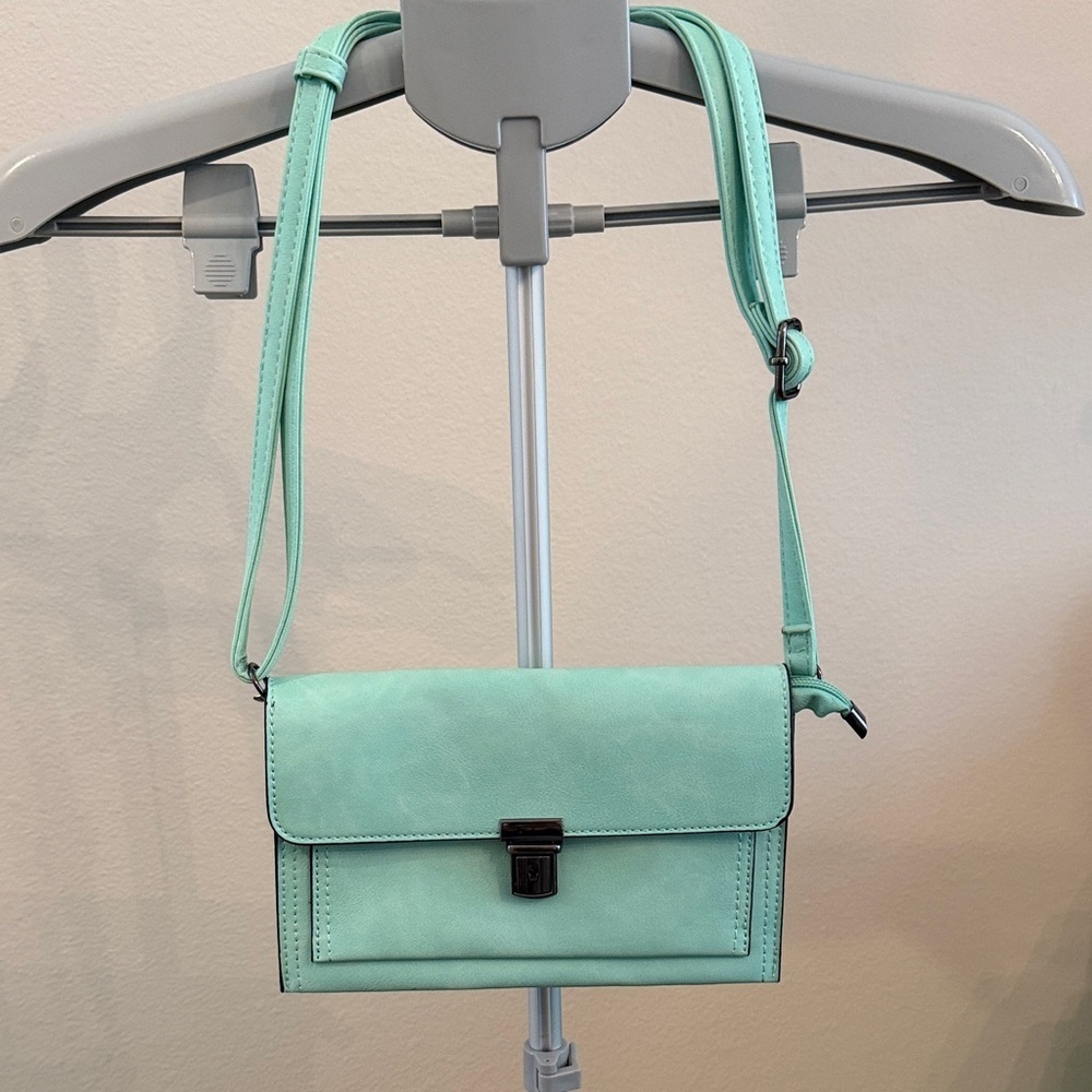 Mint Green Crossbody Bag with Front Lock - Women's Adjustable Shoulder Bag